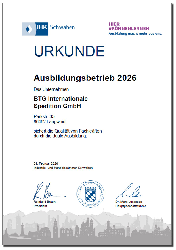 wir bilden aus Urkunde 2026